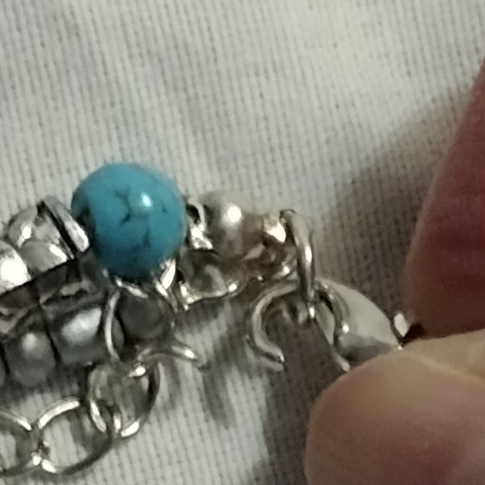 Starfish Charm Beaded Necklace - Blue and Silver - Picture 8 of 10